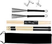 Levemolo 1 Set Drum Stick Tuning Key Kit with Multi Use Wire Brush and Drumsticks Elegant Color for Beginners and Youth Bands Includes Storage Bag