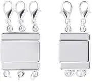 [Youngbling] 2 Pcs Layered Necklace Clasps,Sliver Magnetic Necklace Separator for Layering,Multiple Strands Jewelry Connector