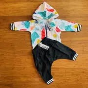 Bonds Retro Colour Blocks Rainbow Zip Hoodie Jacket And Trackie Set BNWT Size 00