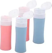 OFFIGAM 4Pcs Leakproof Silicone Travel Bottles Squeezable Refillable Toiletry Containers with Organizer Bag for Shampoo Lotion and Liquid Essentials