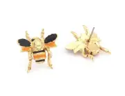 Honey bee wing fly stud posts earring wire base Enamel filled shiny gold 4037