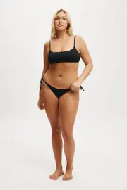 [Body] Body - Fixed Tie Side Cheeky Bikini Bottom - Black XS BLACK