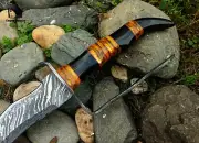Handmade Damascus Steel Double Edge Viking Sword Fixed Blade With Sheath