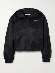 [Sporty & Rich] Sporty & Rich - Good Health Hooded Appliquéd Shell Jacket - Black - large large Black