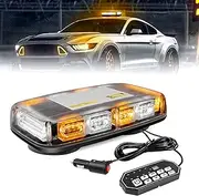 OPP ULITE Beacon Strobe Light White Amber with 9 Key Switch, 20-Flashing Mode, 48pcs Led, Roof Top Hazard Flash Emergency Warning Lights for Vehicles Trucks Snow Plows Postal Mail ATV UTV