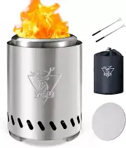 Tabletop Fire Pit 9.7x7.1 In Low Smoke Camping Stove with Travel Bag & Fireproof