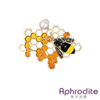 在飛比找ETMall東森購物網優惠-【愛芙晶鑽】可愛小蜜蜂蜂巢珍珠造型胸針 造型胸針 珍珠胸針