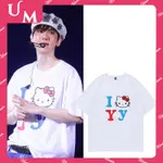 EXO BAEKHYUN HELLO KITTY 純棉極簡T恤加大碼男女復古韓版時尚潮流寬鬆印花短袖上衣原宿夏季休閒百搭