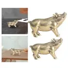 Brass Mini Pig Sculpture Souvenir Feng Shui Ornament Charming Tabletop Car