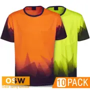 10 X HI VIS UNISEX SAFETY WAREHOUSE CONSTRUCTION SUBLIMATED PRINT TEE SHIRTS