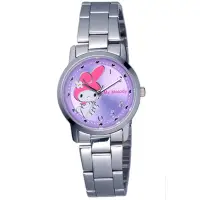 在飛比找Yahoo奇摩購物中心優惠-HELLO KITTY 美樂蒂愛心俏麗優質手錶-銀x紫/30