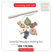 在飛比找蝦皮購物優惠-Kayu 刻字和生活木製釣魚套裝玩具木製釣魚磁性魚