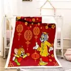 Red Jubilant Mouse Character 3D Warm Plush Fleece Blanket Picnic Sofa Couch