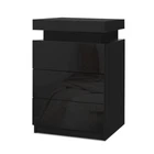 Artiss Bedside Tables 3 Drawers Side Table RGB LED Gloss Nightstand Black COLEY