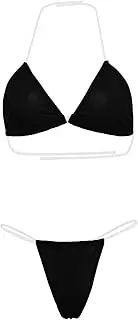 [LAWOR] Women's Micro Bikini Sexy Swimsuit Lingerie Women's G String Thong Bikini Set Bathing Suits Solid Halter Loungewear