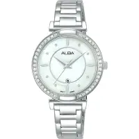 在飛比找Yahoo奇摩購物中心優惠-ALBA 雅柏 珍珠貝晶鑽女錶 送禮首選-銀/31mm(AH