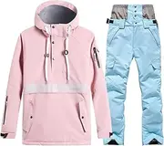 [Yytcsjz] Couple Ski Suit Suit, Winter Heated Coat Hooded Outdoor Skiing Suit for Men Women's, Waterproof Windproof Snowsuits, for Skiing, and Other Winter Winter Outdoor Activities (Color : A Pink, Size : X-