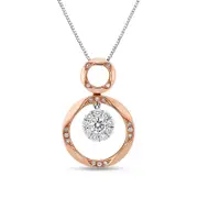 0.33 CT. T.W. Natural Diamond Frame Double Wavy Circle Pendant in 10K Two-Tone Gold
