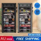 10 Tiers Shoes Cabinet Storage Shoe Rack with Cover Portable Wardrobe Stackable