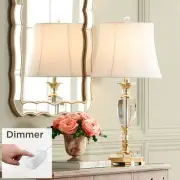 Traditional Table Lamp 31" Tall Faceted Crystal Brass for Bedroom Living Room