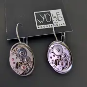 New Volfwood Silver Earrings. Handmade Latvia " Clock Workings" Insert.