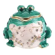 Mini Frog Trinket Box, Metal Enameled Decorative Box Ring Earrings Jewelry Or...
