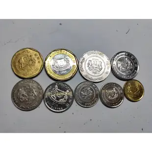 新加坡A 硬幣 壹元2款 50分2款 20分2款 10分2款 5分1款 各一枚 共9枚