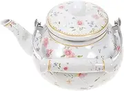 KOCKSHION Enamel Tea Kettle Stovetop Teapot for Induction Cookers Practical Convenient Heating Pot for Home Use Floral Design Spout