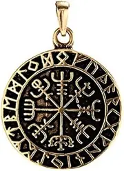 [Kiss of Leather] Viking Compass Pendant Bronze No. 126, Bronze, Without Stone