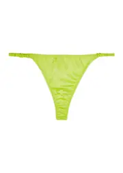 Love Stories Lily Ruffled Satin Thong - Lime S (UK8-10 / S)