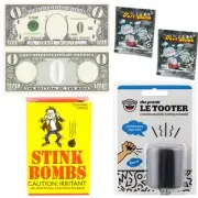 3 Stink Bombs + 1 Le Pooter Fart Noise Maker + 2 Fart Bags + 1 0.00 Novelty Bill