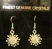 Christmas Snowflake Pierced Earrings Crystal Rhinestones New on Card