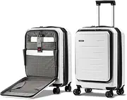[CENSIEN] Expandable Carry On Luggage Airline Approved, 20 Inch Lightweight ABS+PC Hard Shell Suitcases with Front Pocket, Spinner Wheels, TSA Lock (White, 1PC)