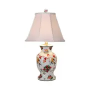 Beautiful Chinese Floral Bird Motif Porcelain Vase Table Lamp 21"