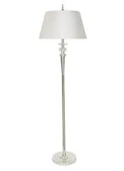Ava Large Floor Lamp in Silver with White Shade