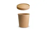 50 X Brown Kraft Paper Food Containers And Lids - Small 16Oz