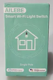 Ailebe Smart WiFi Light Switch Panel, White, 2 Gang, Works with Alexa or Google