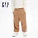Gap 男幼童裝 Logo刷毛束口鬆緊棉褲 碳素軟磨系列-棕色(836909)