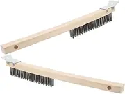 FIXOSHEE Pizza Brush Grill Scraper Brush Set 2pcs Pizza Stone Cleaner Wood Handle