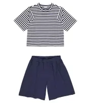 [Il Gufo] Il Gufo Cotton T-shirt and shorts set Y 12 blue