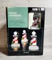 Frosted Lighthouses String Strand Indoor Outdoor 10 Light Set Novelty Christmas