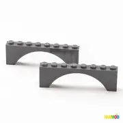 Lot of 2 Genuine LEGO Dark Bluish Gray Arch 1x8x2 3308 Building Bricks Parts NEW