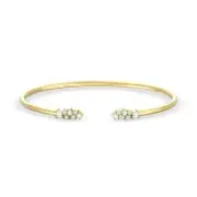 10k Yellow Gold Lab Grown Diamond Halo Bangle Bracelet 7" Gift for Mother's Day
