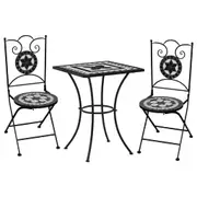 3 Piece Mosaic Bistro Set Ceramic Tile Black and White vidaXL