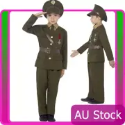 Boys 1940s Army Officer Costume Kids Ceremonial Soldier WW2 Military 40s Uniform