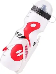 1Set Bike Water Bottle Holder Rack with Plastic Bottle Portable Cycling Kettle for Mountain Biking Outdoor Riding White