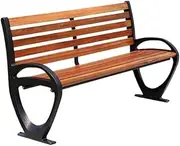 Outdoor Park Bench Brown Park Outdoor Bench Aluminum Legs Wooden Seat Plank Chair Resting Backrest Bench Patio Garden Bench