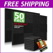 50 Pack Fire-Resistant Acoustic Foam Panels 2"X 12" for Enhanced Sound Clarity