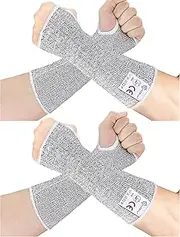 [Evridwear] Protective Sleeves for Arm, 2 Pairs Men Women Arm Guards Level 5 Cut Resistant Arm Protectors for Thin Skin