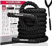 Battle Ropes & Anchor KIT. Full Body Workout Equipment to Lose Fat & Boost Strength. Fast & Efficient Training in Less Than 20 Minutes. Premium 1.5 Inch Heavy Rope in 30, 40 & 50 Ft
